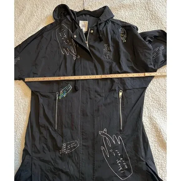 Black jacket windbreaker Korean us size xxs - Picture 3 of 9